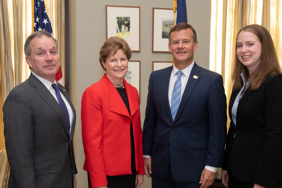 L-R: PIANH President Lyle W. Fulkerson, Esq.; Sen. Jeanne Shaheen, D-NH; PIANH Vice President Jeffrey Foy, AAI; and PIANH Government Affairs Counsel Clare Irvine , Esq.