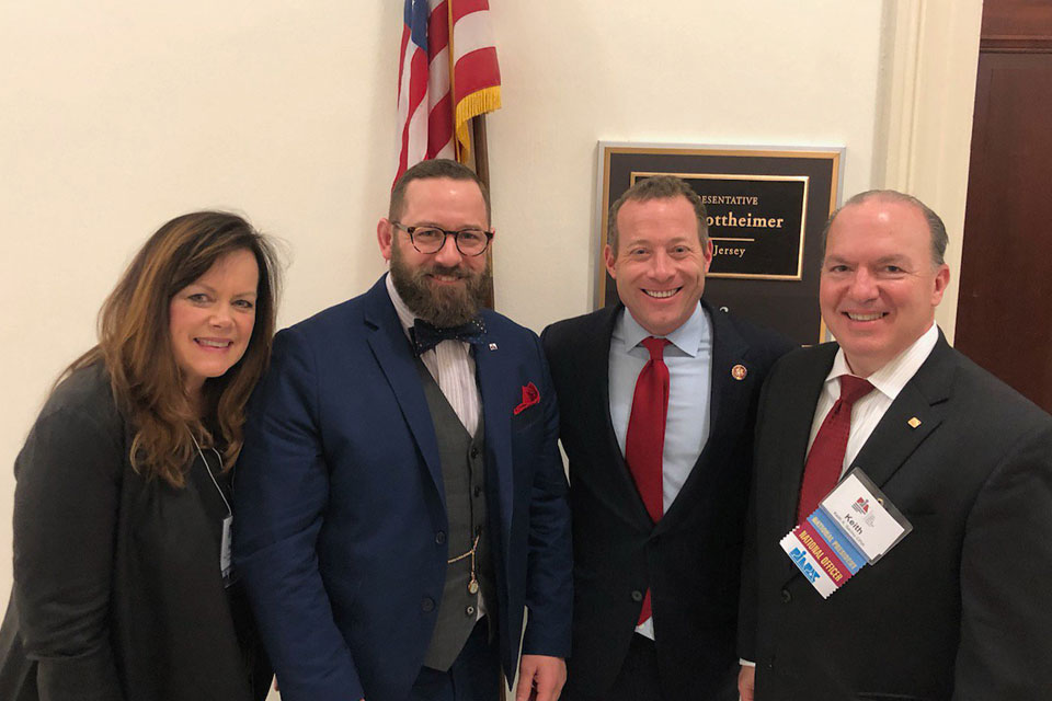 
4. L-R: PIANJ Director Beth Frederickson, CPIA; PIANJ Government Affairs Counsel Bradford J. Lachut, Esq.; Rep. Josh Gottheimer, D-5; and PIA National President and PIANJ past President Keith A. Savino, CPIA.