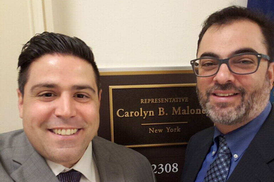 
L-R: PIANY Secretary Gino A. Orrino, CPIA; and Vice President Anthony Kammas dropping off positions papers at Rep. Carolyn Maloney’s, D-12, office.