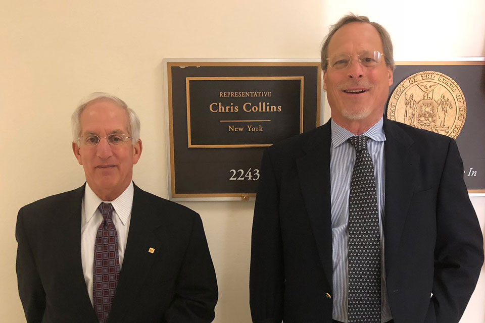 
L-R: PIANY immediate past President Fred Holender, CPCU, CLU, ChFC, MSFS, and PIANY Director Eric T. Clauss dropping positions papers at Rep. Chris Collins’s, R-27, office.