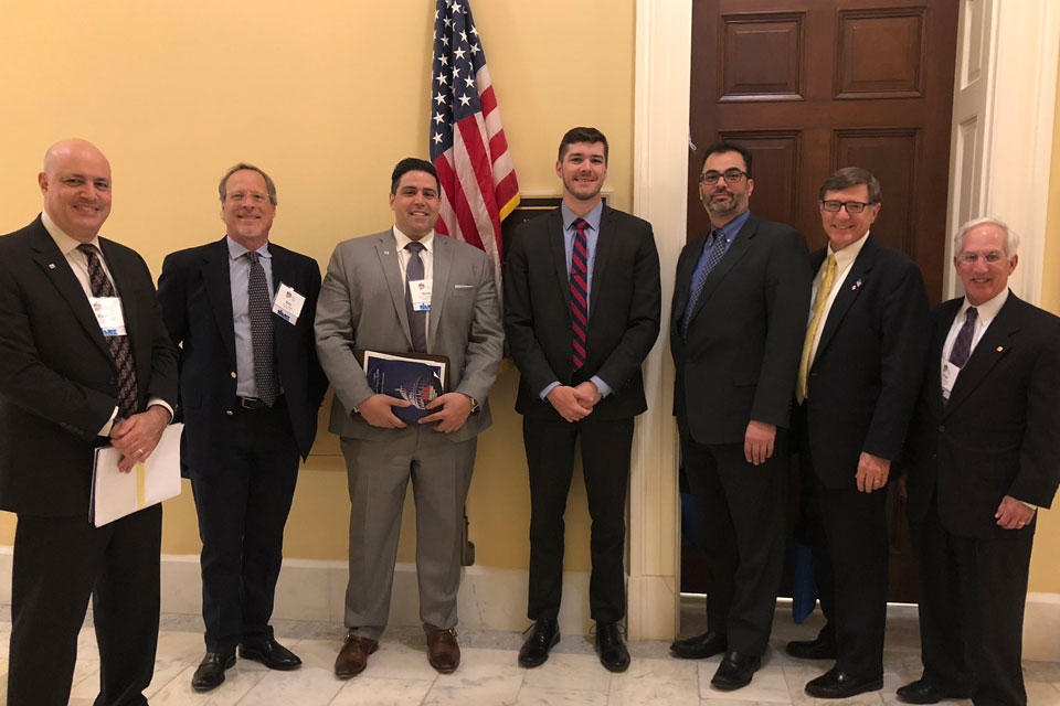 
L-R: PIANY Member Evan Spindelman; PIANY Director Eric T. Clauss; PIANY Secretary Gino A. Orrino, CPIA; legislative  assistant  to Rep. Pete King, R-2, Tim Ursprung ; PIANY Vice President Anthony Kammas; PIANY Director Gary Slavin, CLTC, CIC; and PIANY immediate past President Fred Holender, CPCU, CLU, ChFC, MSFS.